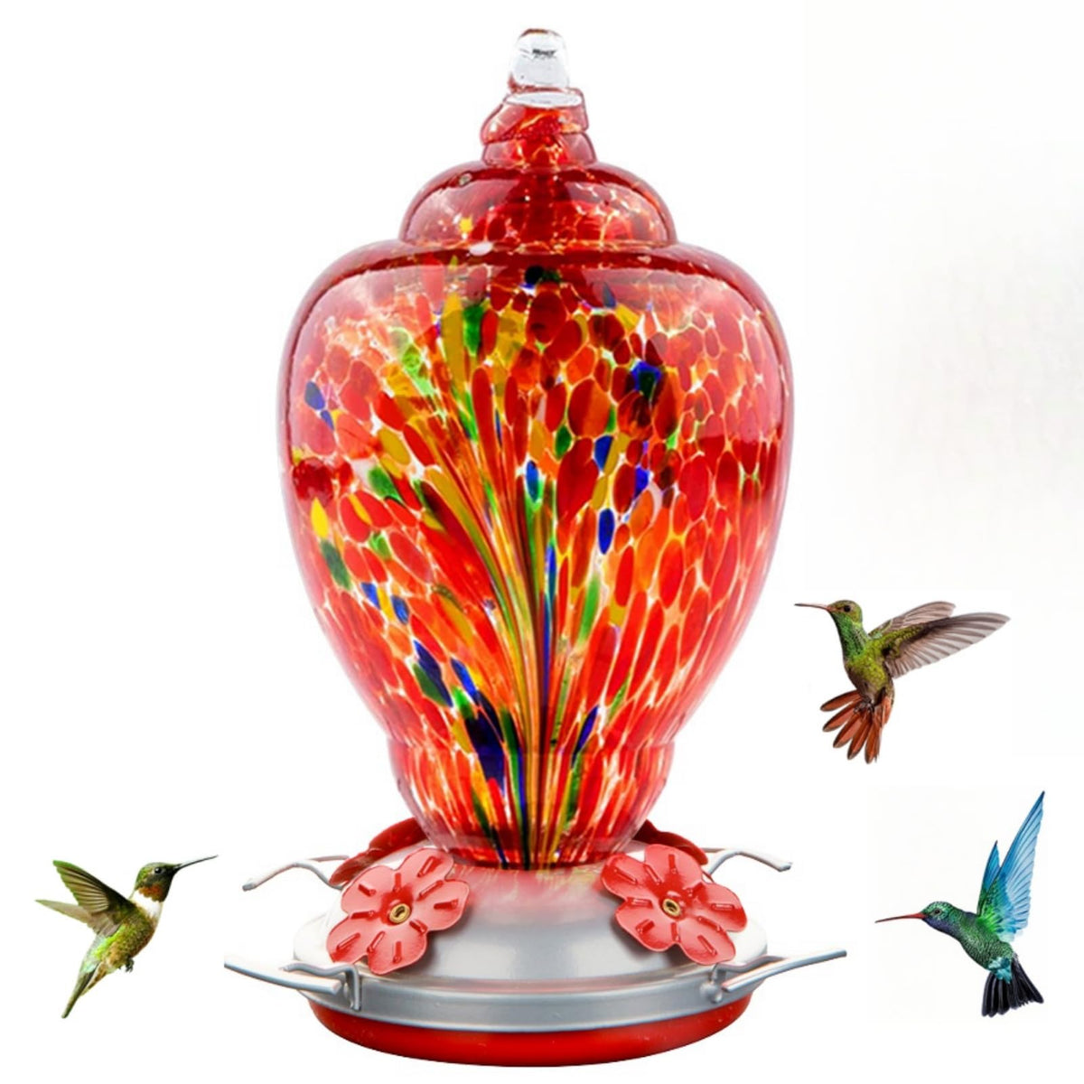 WOSIBO Hummingbird Feeder front view in red-firework colour