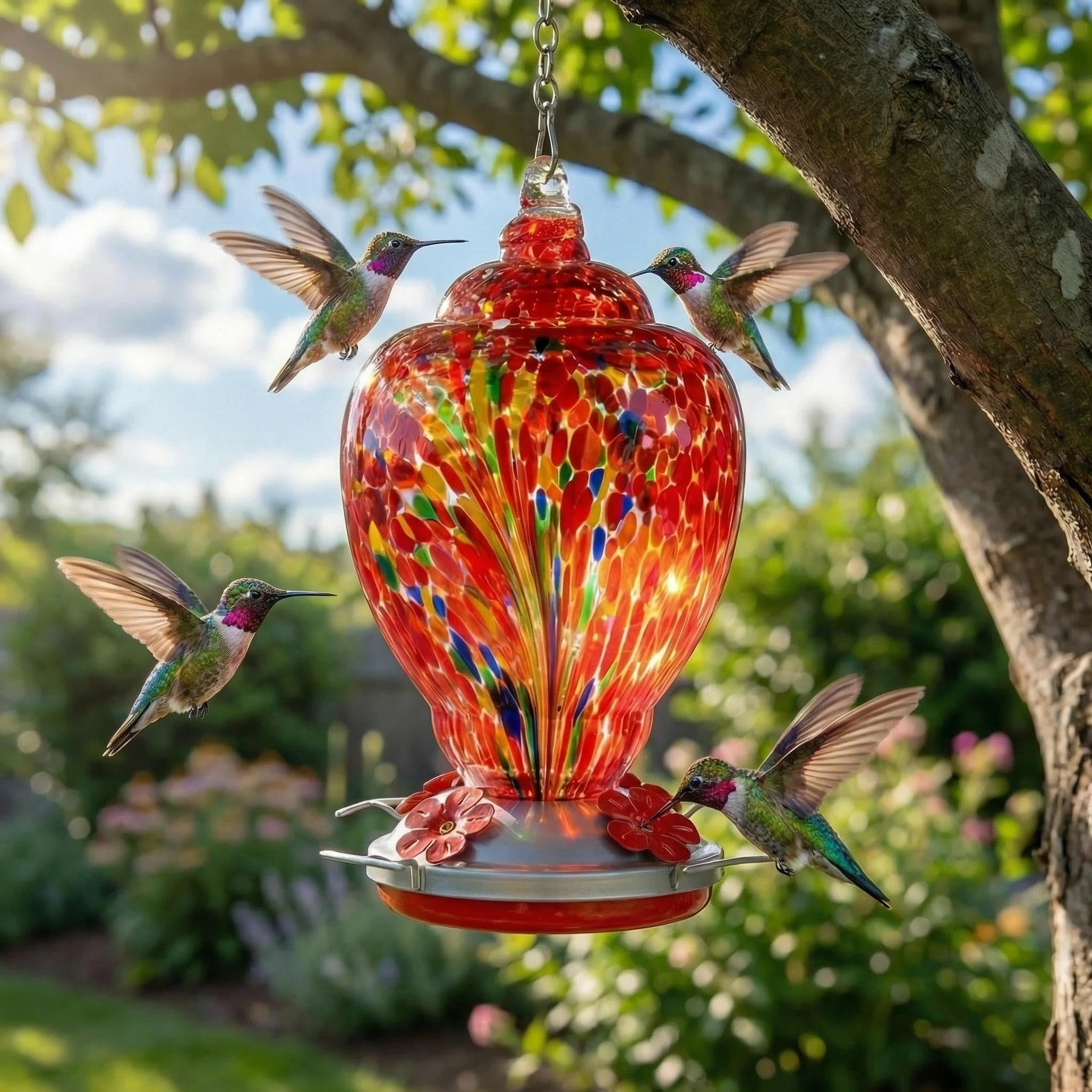 WOSIBO Hummingbird Feeder side view showing the glass texture