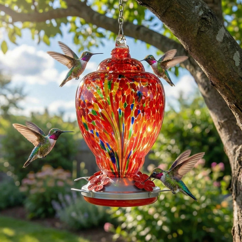 WOSIBO Hummingbird Feeder side view showing the glass texture