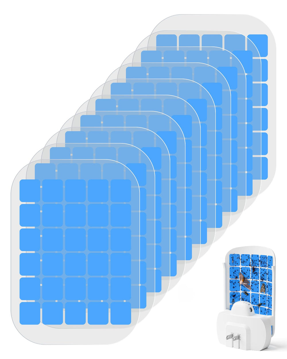 WowCatch 10-Pack Flying Insect Trap Refills clear sticky cards front view