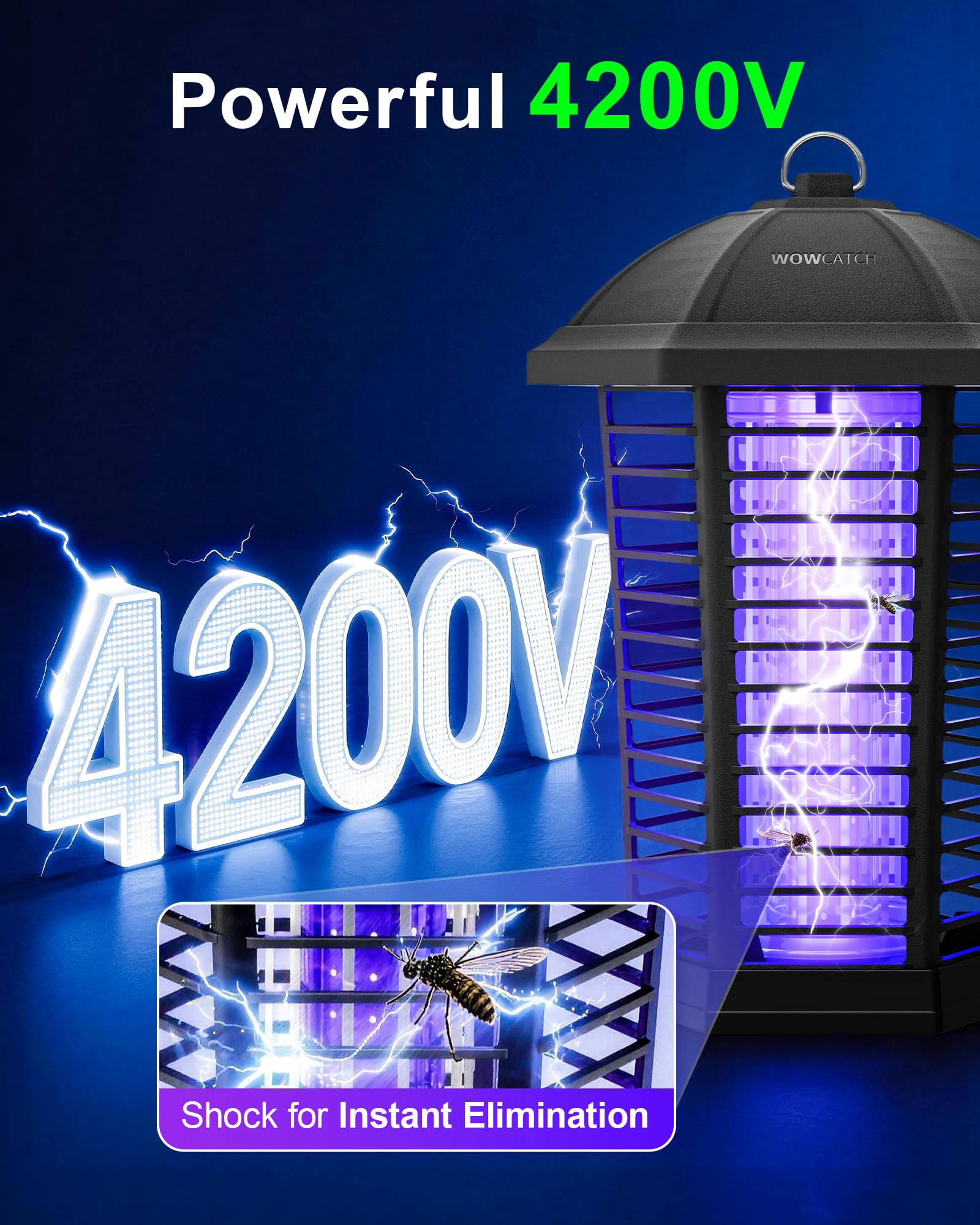 WowCatch Bug Zapper side view with dimensions