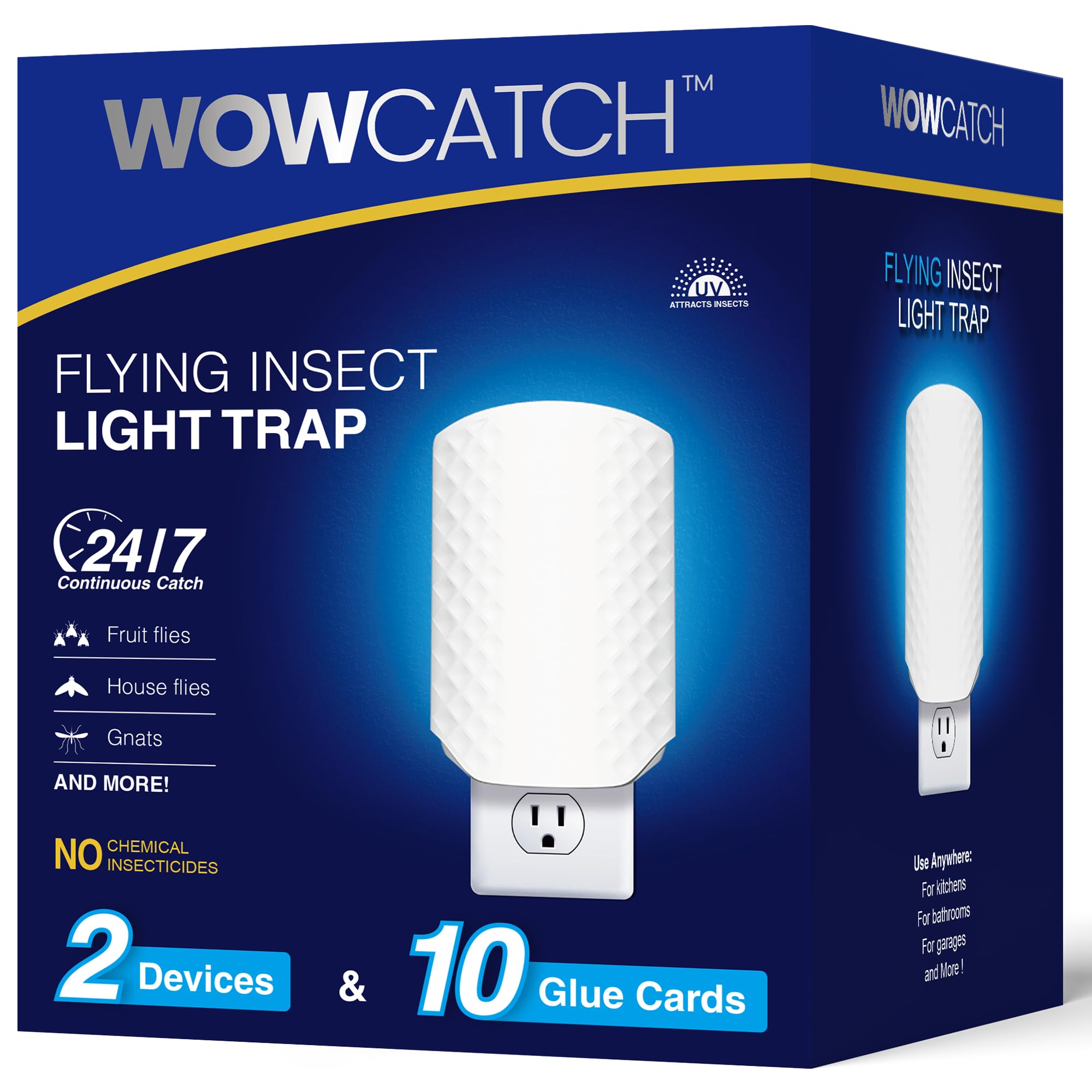WowCatch Flying Insect Trap front view, white design