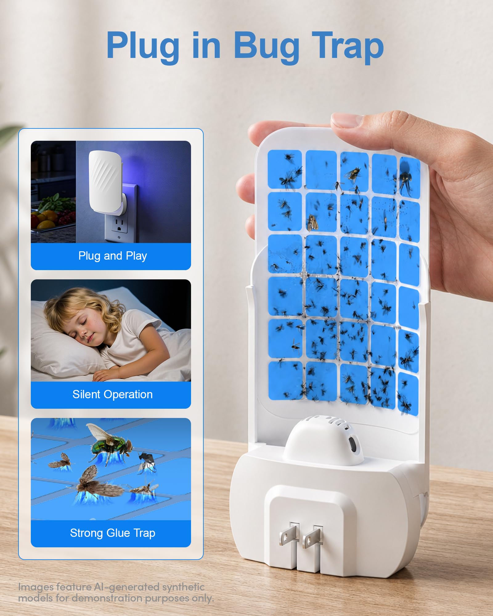 WowCatch Flying Insect Trap with light on