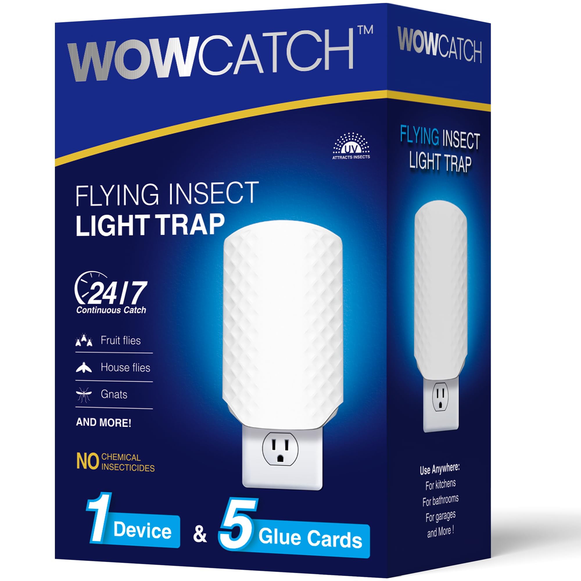 WowCatch Indoor Fly Trap front view with Blue LED light