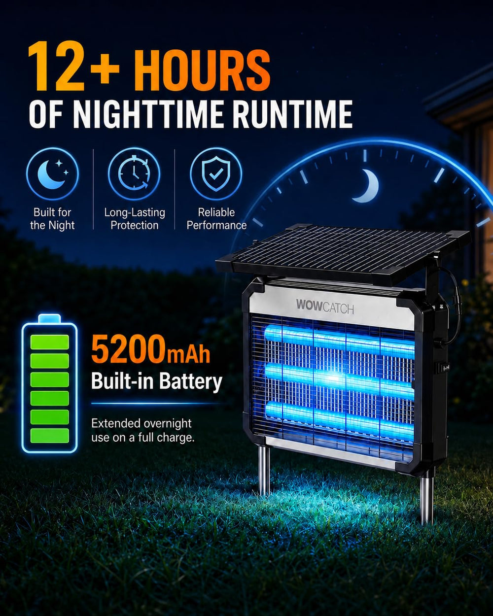 WowCatch Solar Bug Zapper with UV light tubes