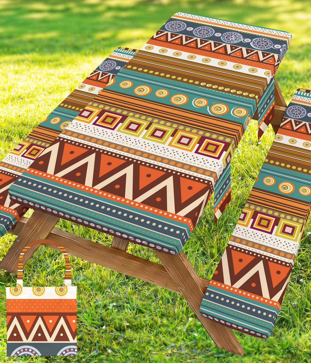 Wrakus Fitted Picnic Table Cover with Bench Covers front view