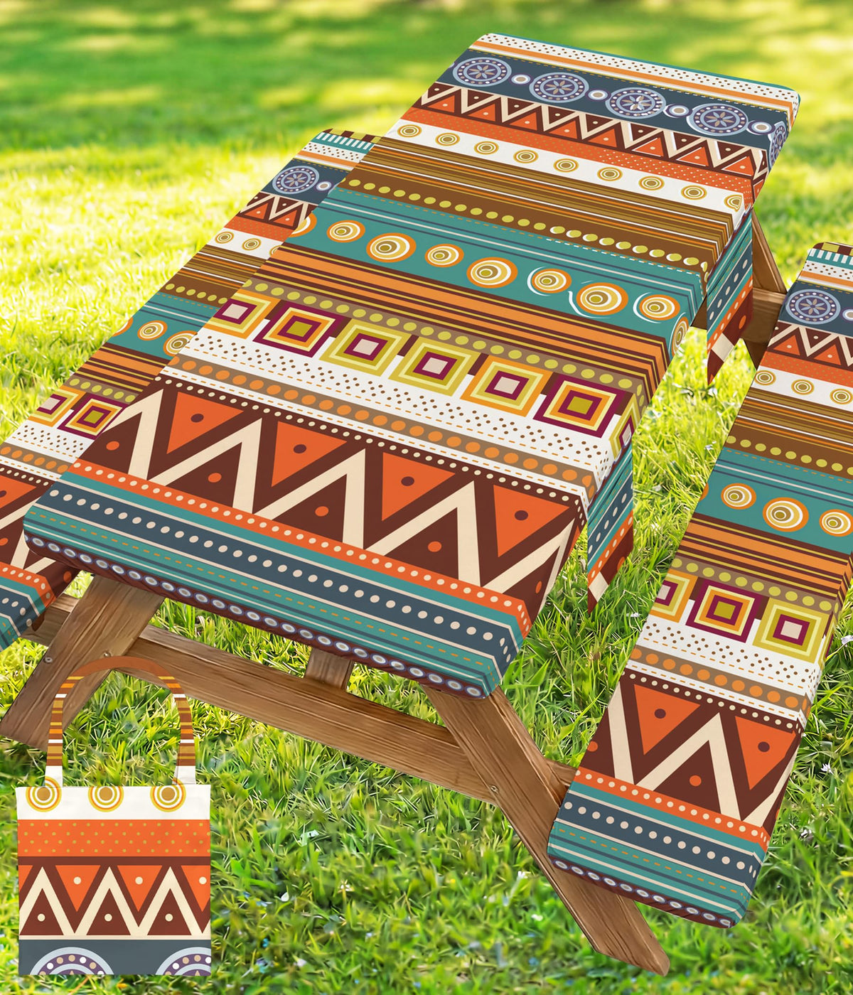Wrakus Fitted Picnic Table Cover with Bench Covers front view