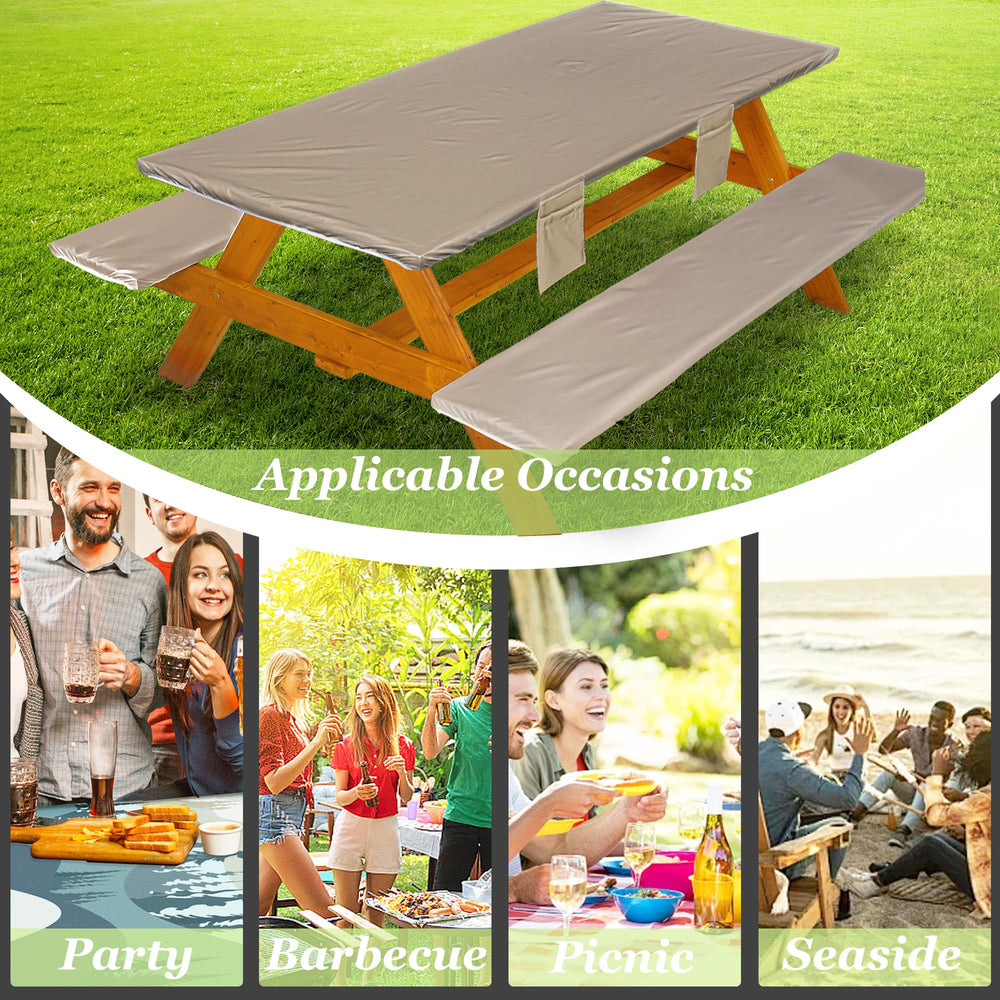 Wrakus Picnic Table Cover set on a picnic table with food