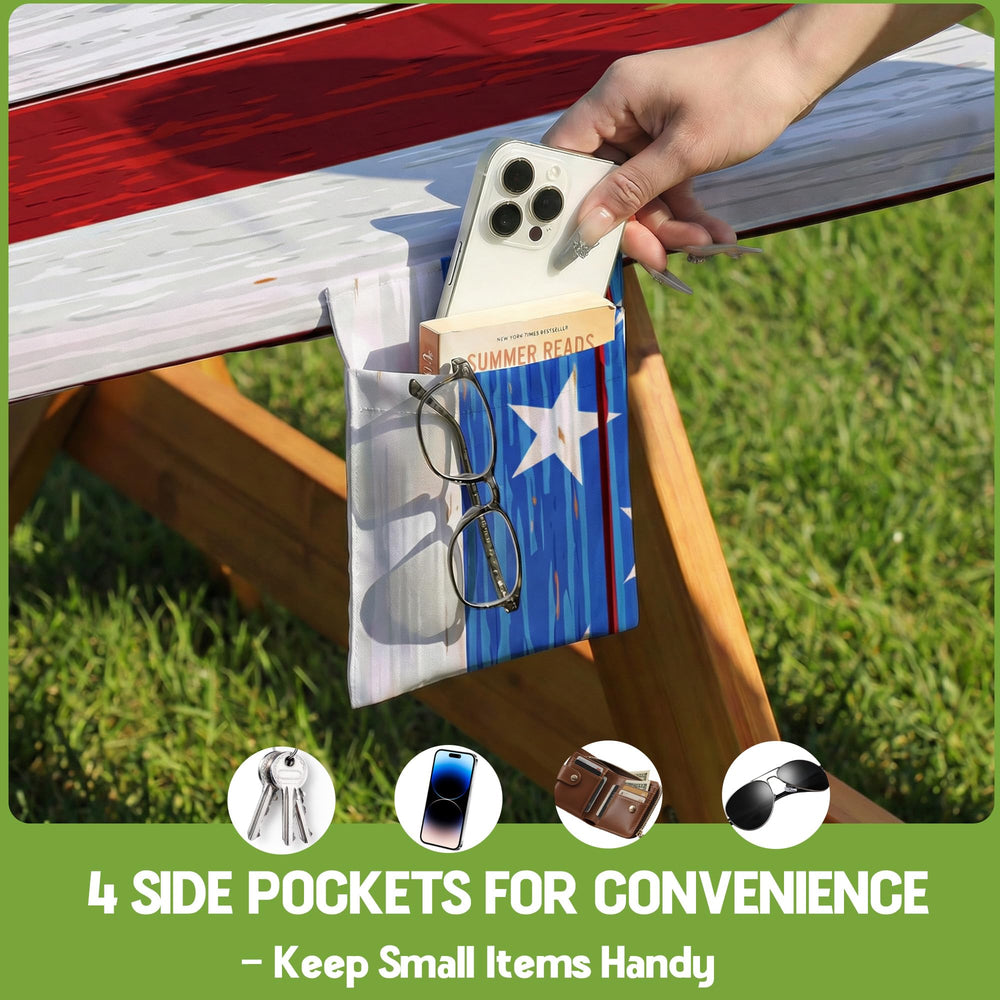 Wrakus Picnic Table Cover Set outdoors on a picnic table