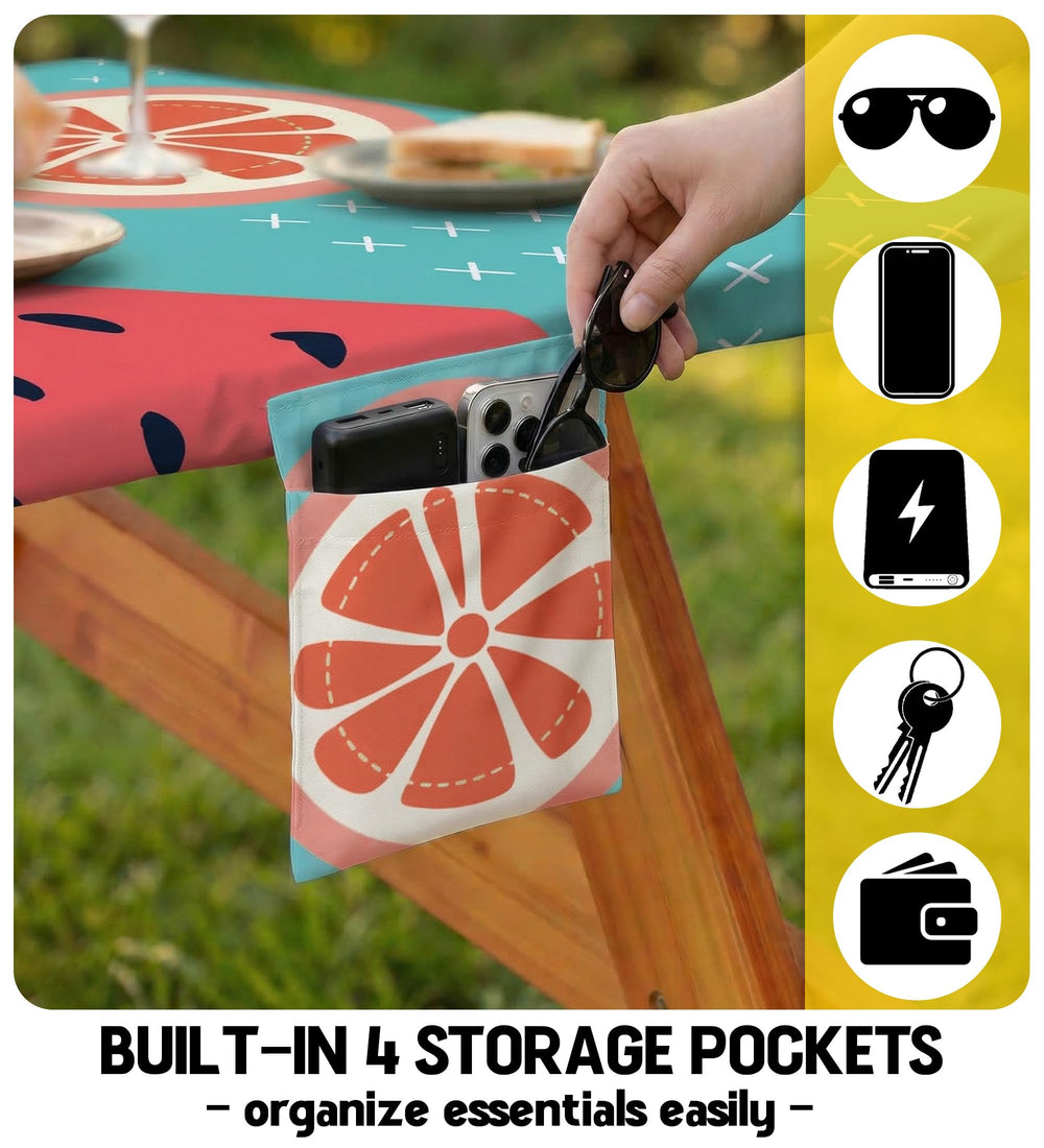 Wrakus picnic table cover showing waterproof material