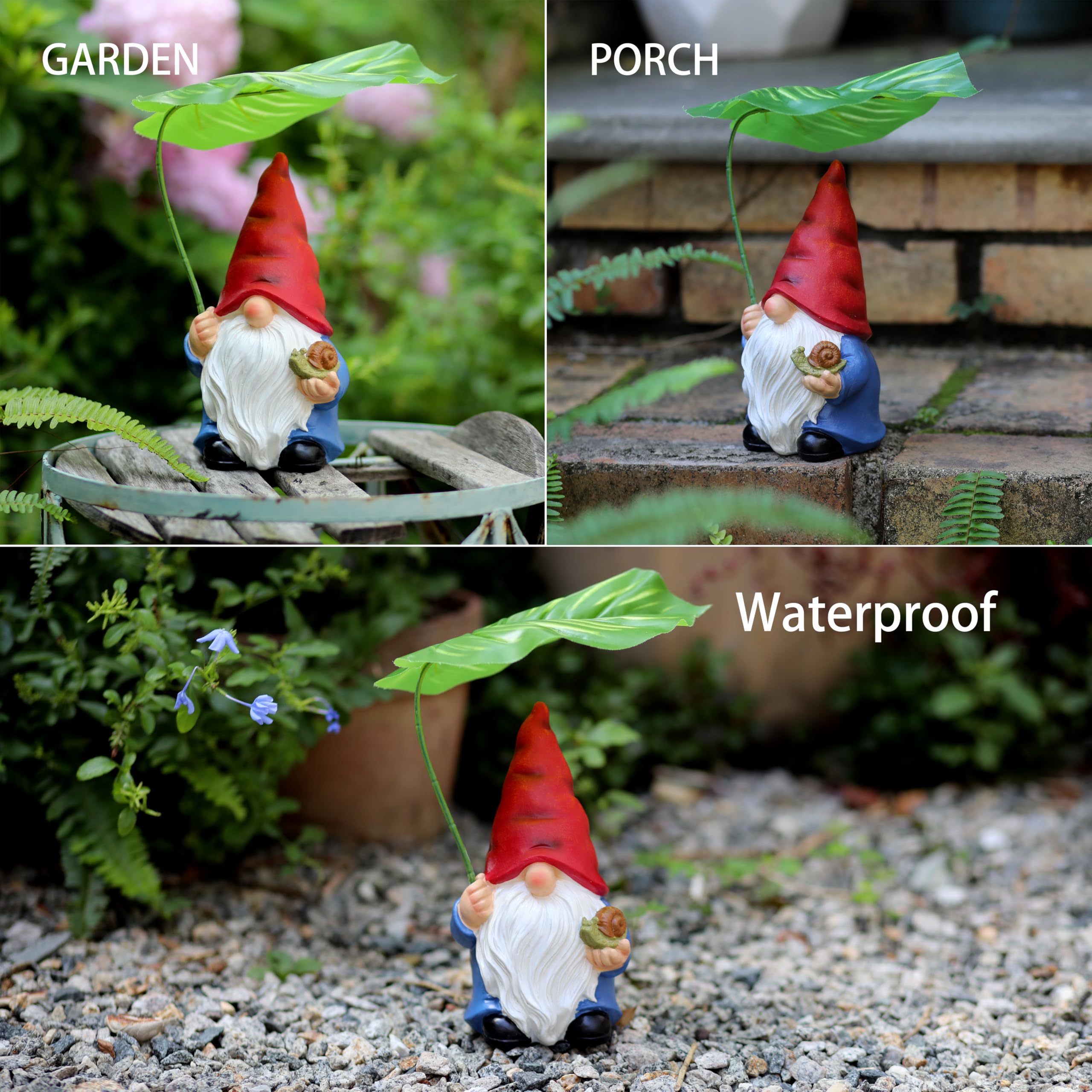 WSHMZYHOME Garden Gnome Statue on a patio table