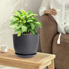 WSMKSZ 10 inch black flower pot for indoor use