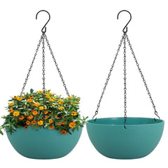 WSMKSZ 10-inch blue-green hanging planter front view with chain