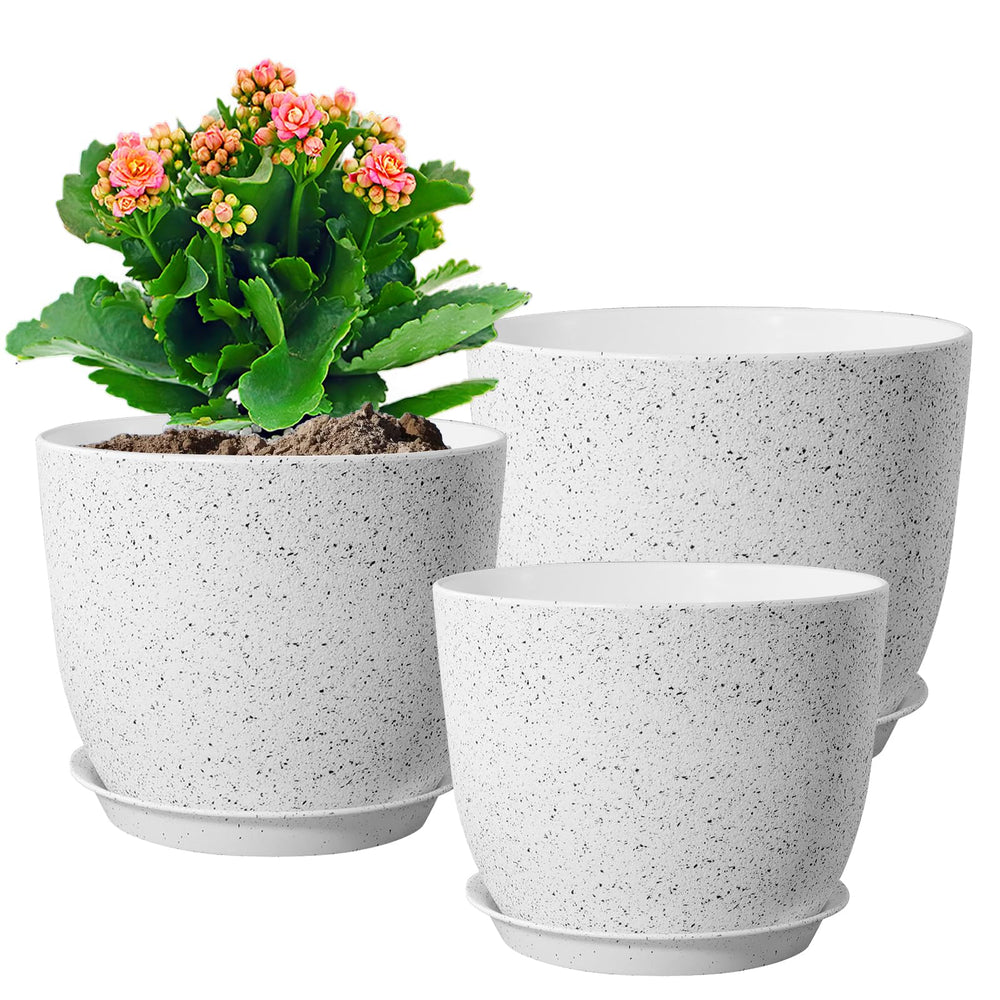 WSMKSZ 10-inch plant pot speckled white front view