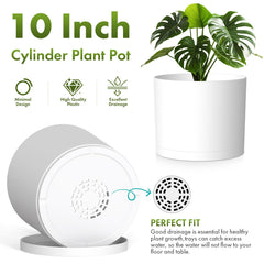 WSMKSZ 10 inch round plastic plant pot in a modern home setting