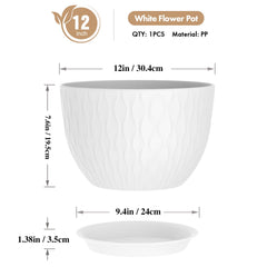 WSMKSZ 12 Inch plant pot with drainage tray side view