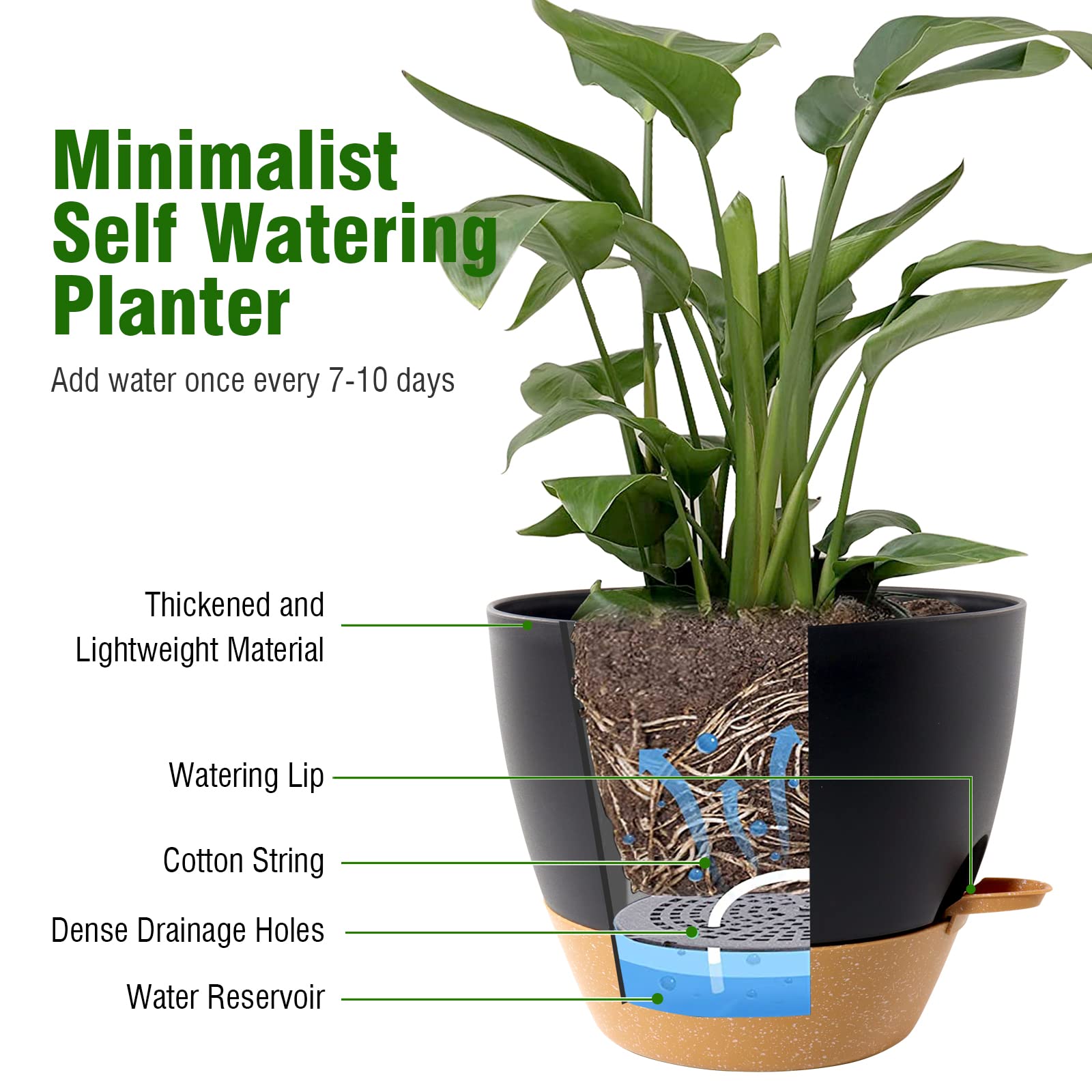WSMKSZ 12 inch planter displayed on a patio