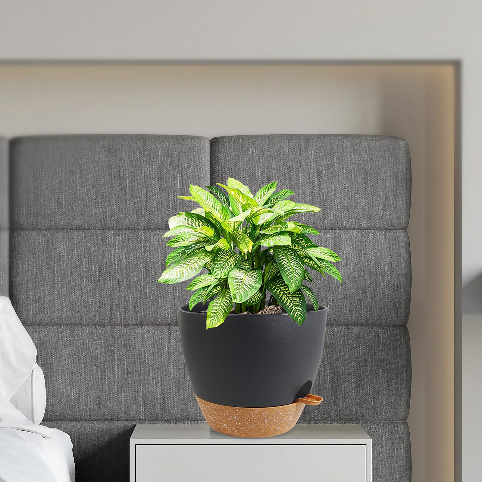 WSMKSZ 12 inch self watering pot filled with vibrant flowers