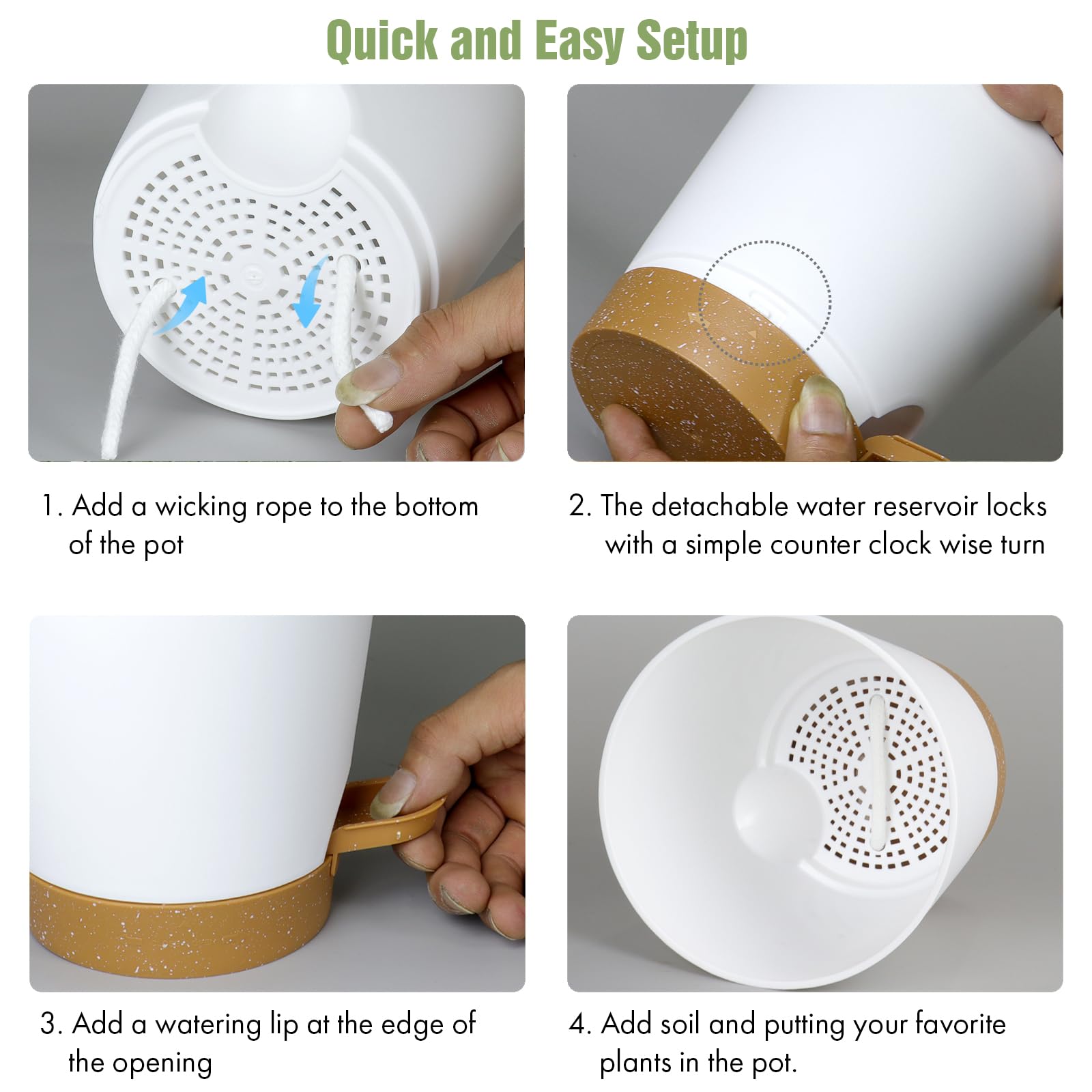 WSMKSZ 4 inch self watering pot in a kitchen setting