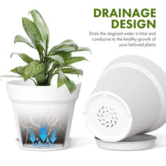 WSMKSZ 5 Inch Plant Pot on a windowsill with plants