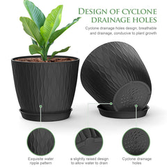 WSMKSZ 6 inch black plant pot with saucer included