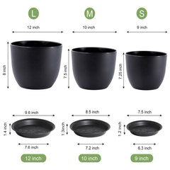 WSMKSZ 9 inch black flower pot on patio