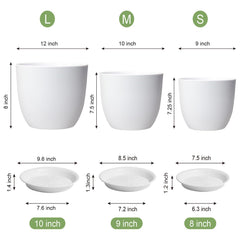 WSMKSZ 9-inch white plant pot on a patio