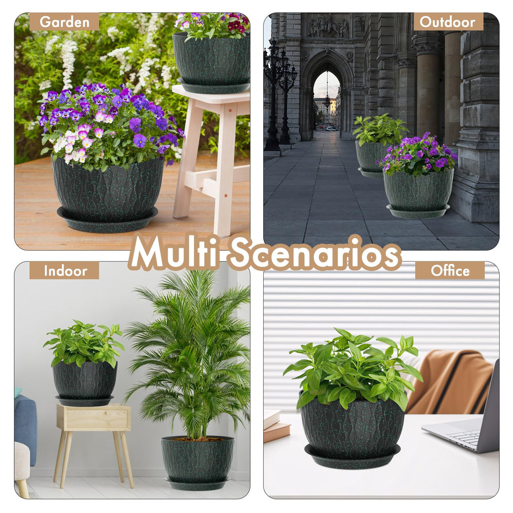 WSMKSZ flower pot in a garden setting with flowers