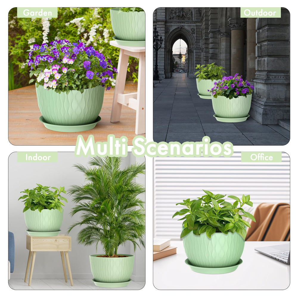 WSMKSZ plant pot with tray in vibrant green colour