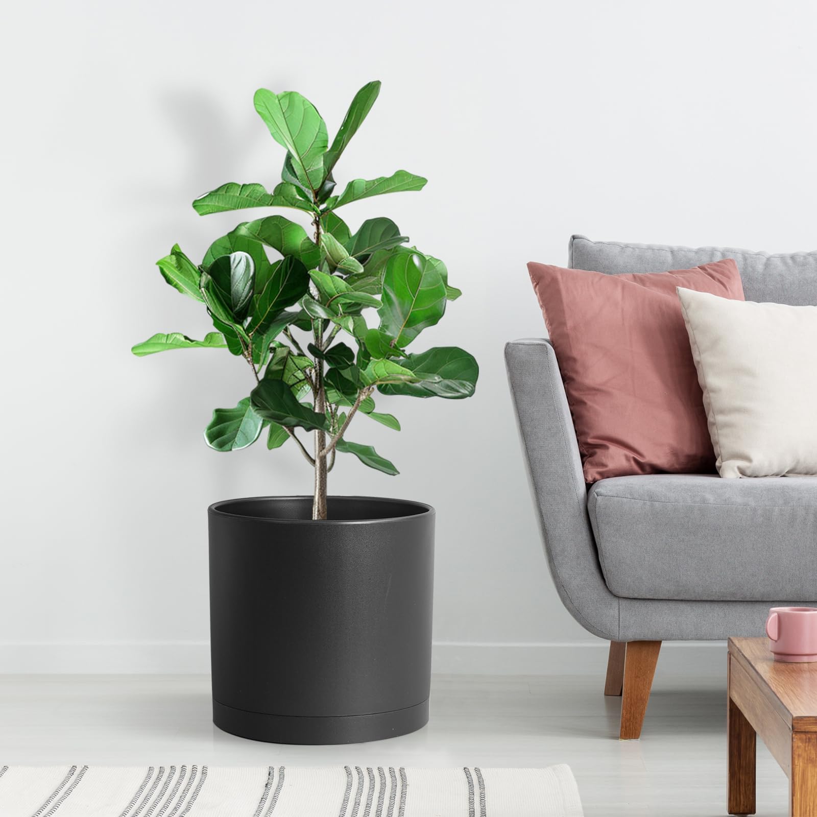 WSMKSZ planter with various indoor plants arranged