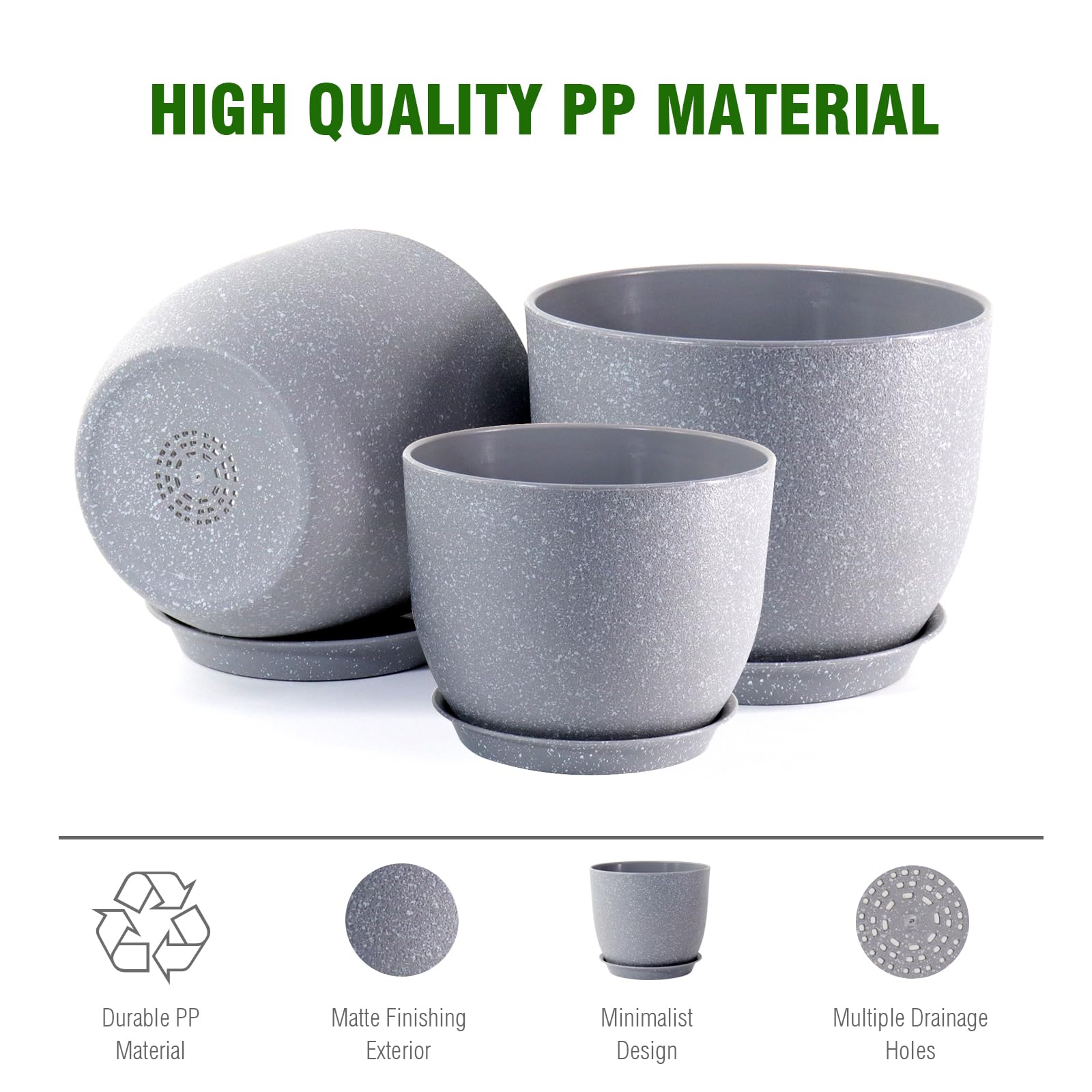 WSMKSZ set of 3 plant pots on a balcony