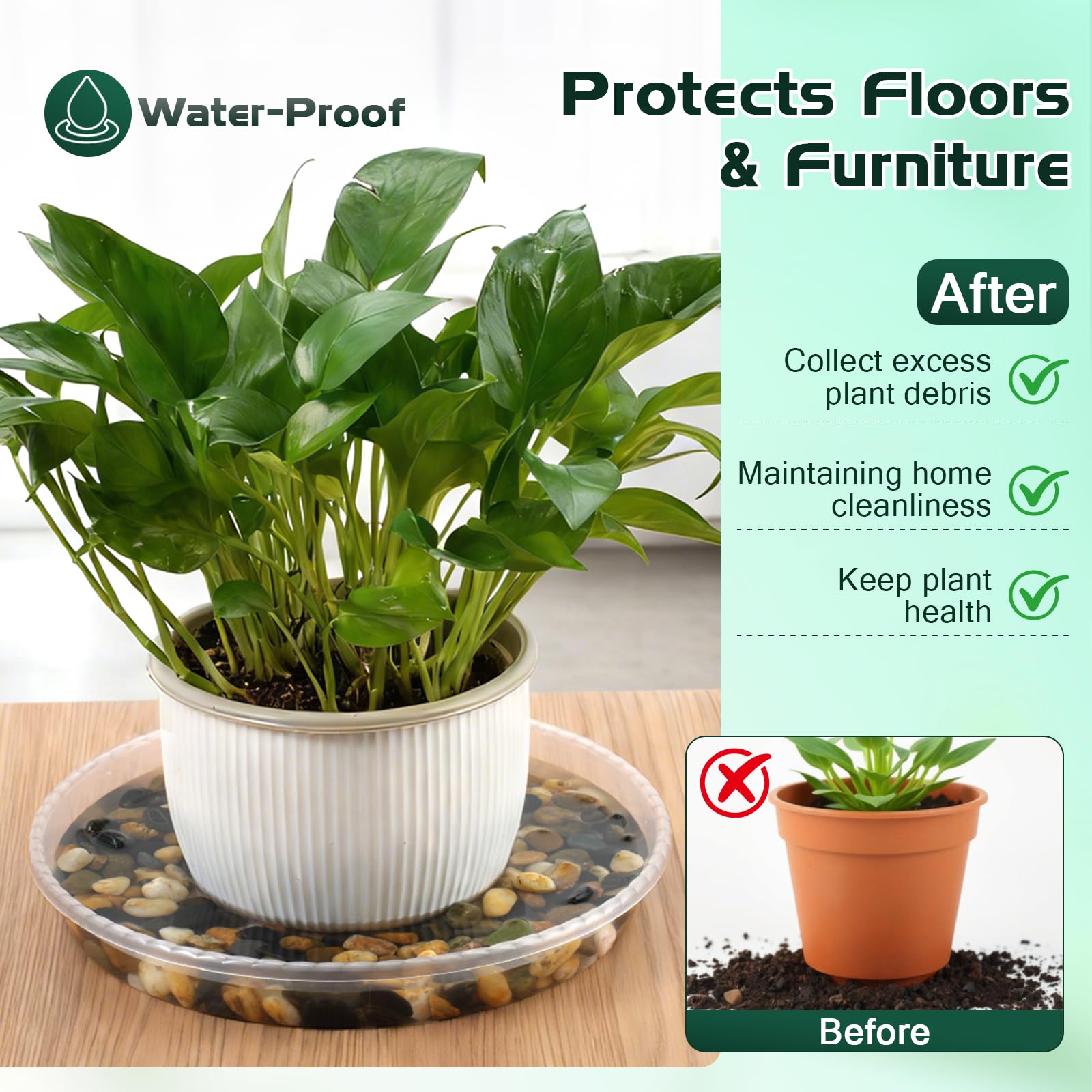 WTXHOP 9 Inch Clear Plant Saucer side view