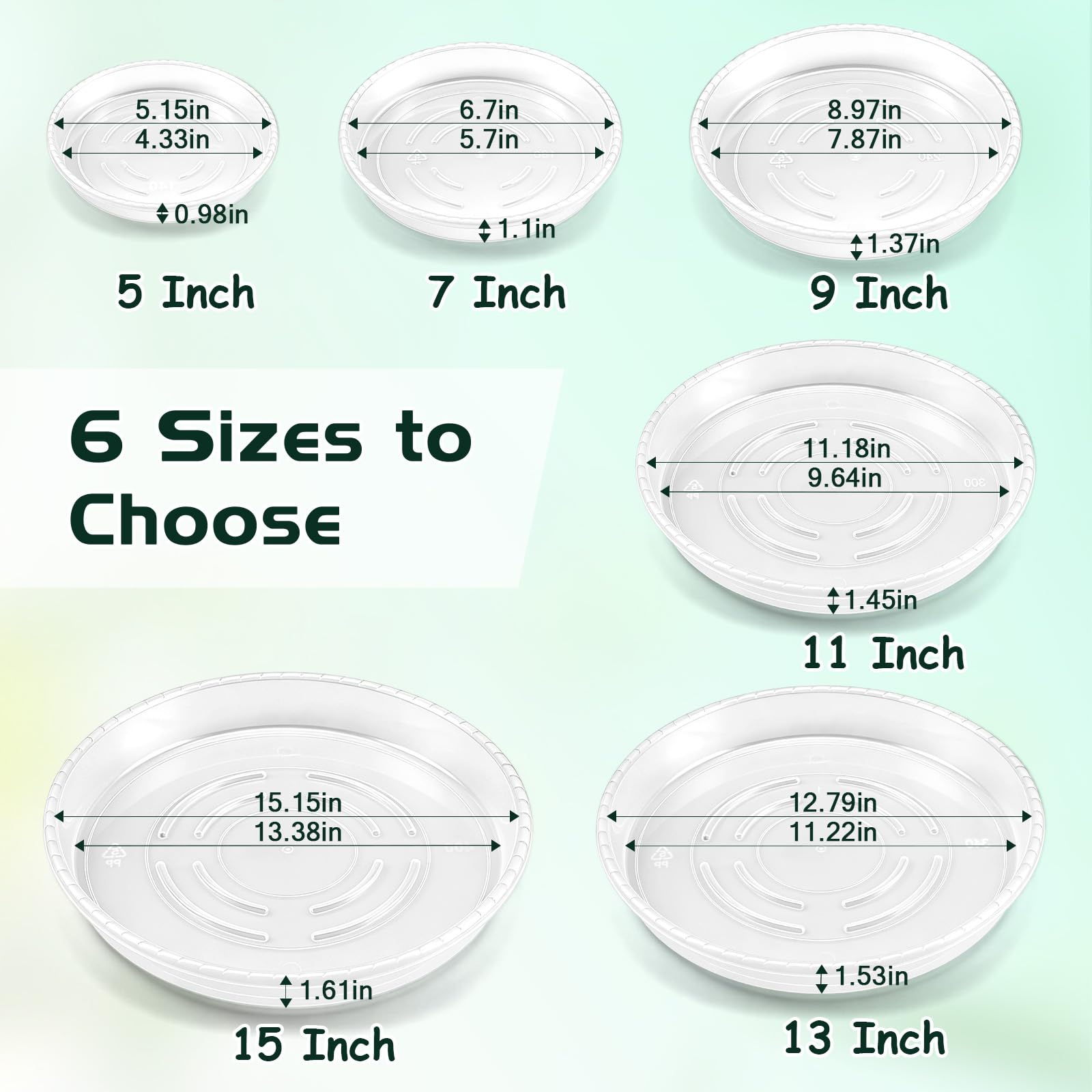 WTXHOP 9 Inch Clear Plant Saucer with flower pot