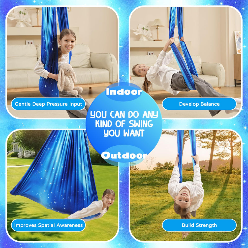 WUBOTIYU Sensory Swing in a cozy indoor setting