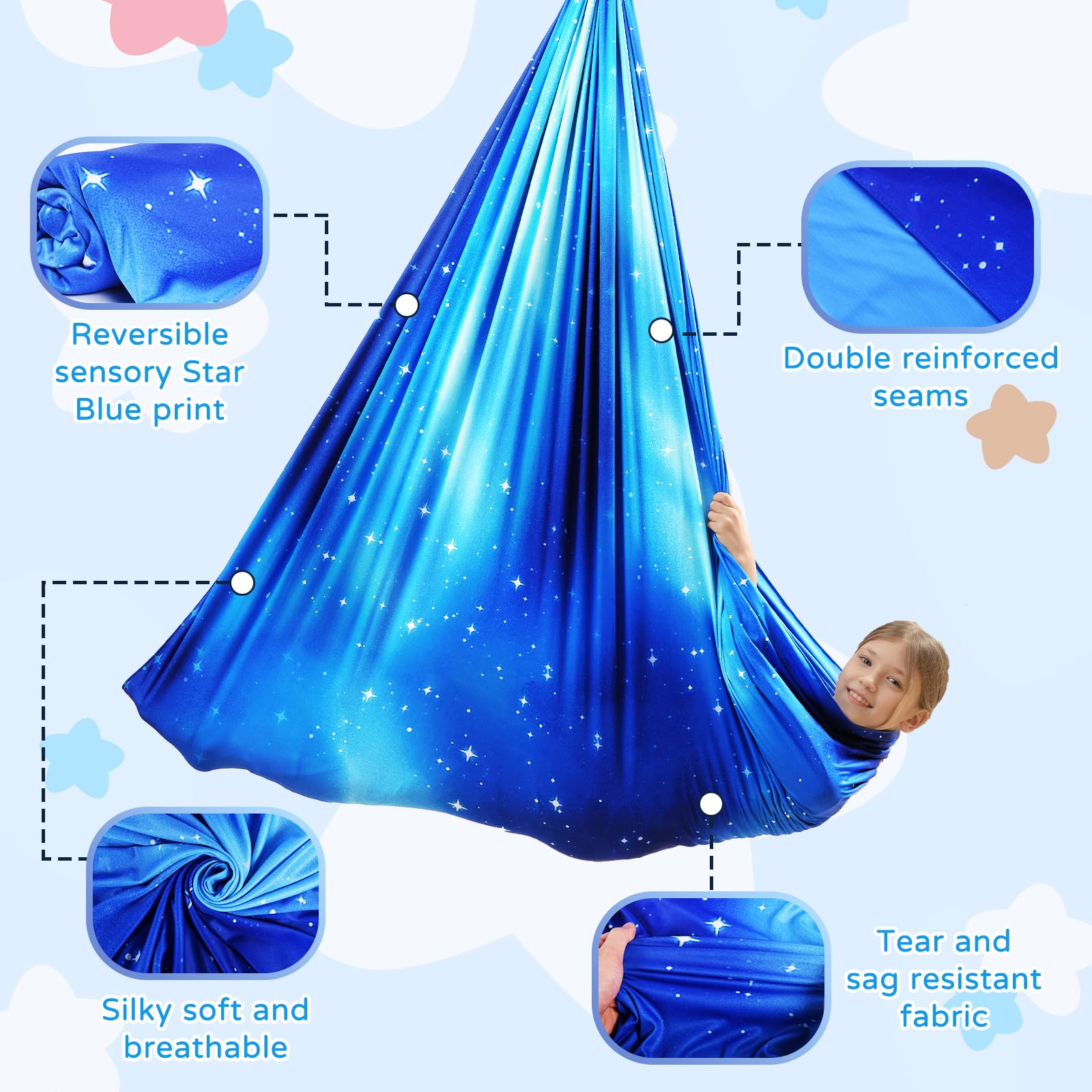WUBOTIYU Sensory Swing showing 360 degree rotation