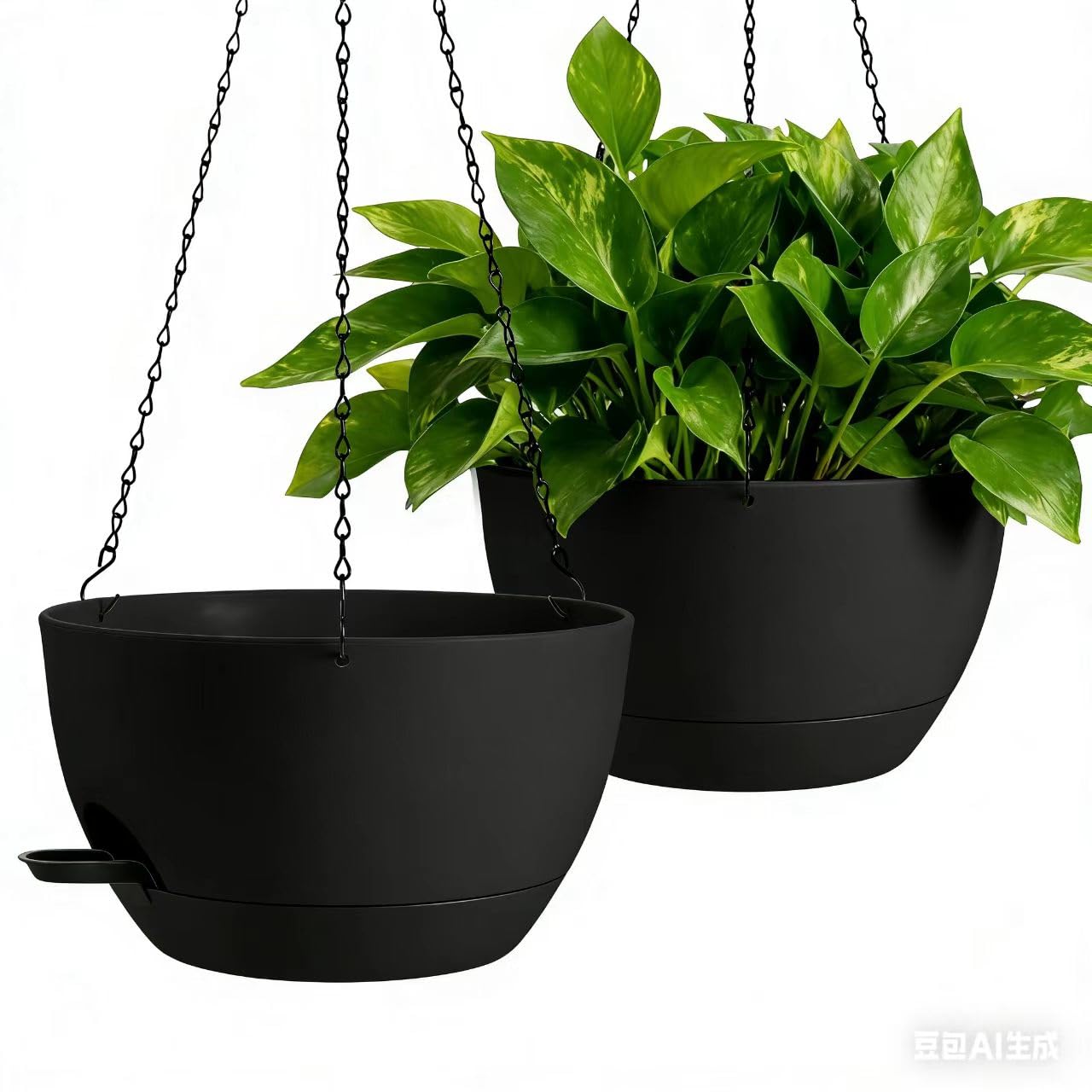 WUCEIAUU 13-inch black hanging planter front view
