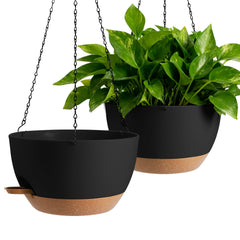 WUCEIAUU 13-inch hanging planter set in black-brown front view