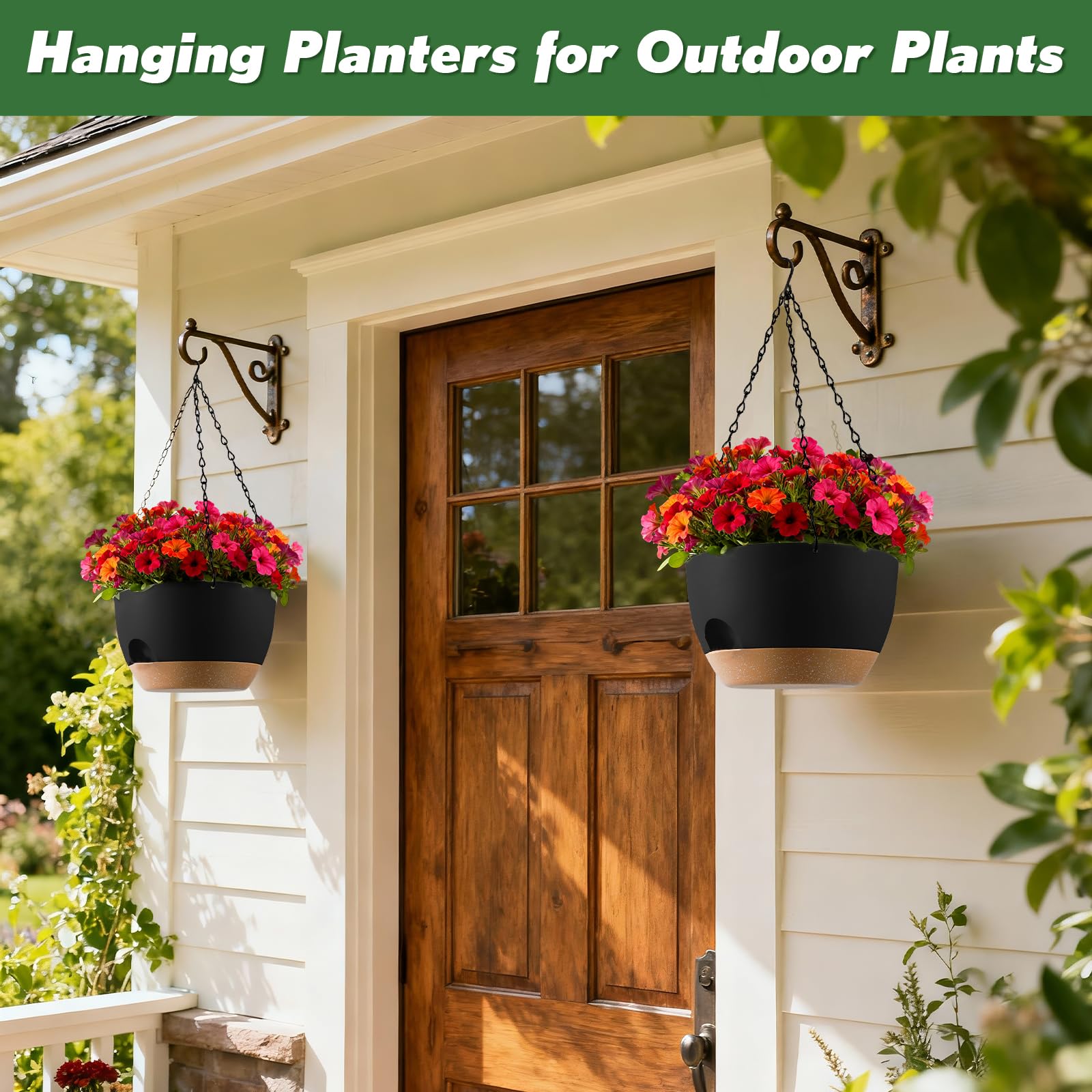 WUCEIAUU 8-inch black hanging planter in a modern indoor setting