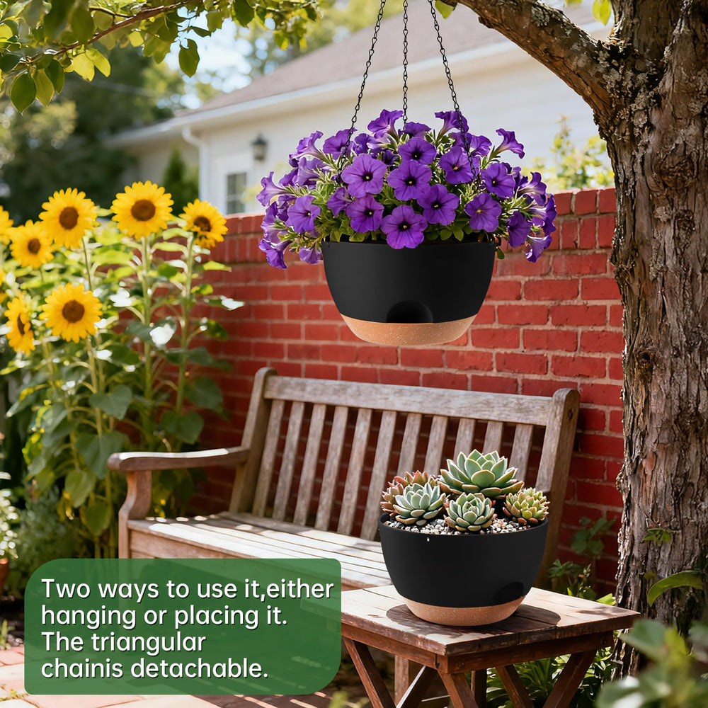 WUCEIAUU 8-inch hanging planter with self-watering feature side view