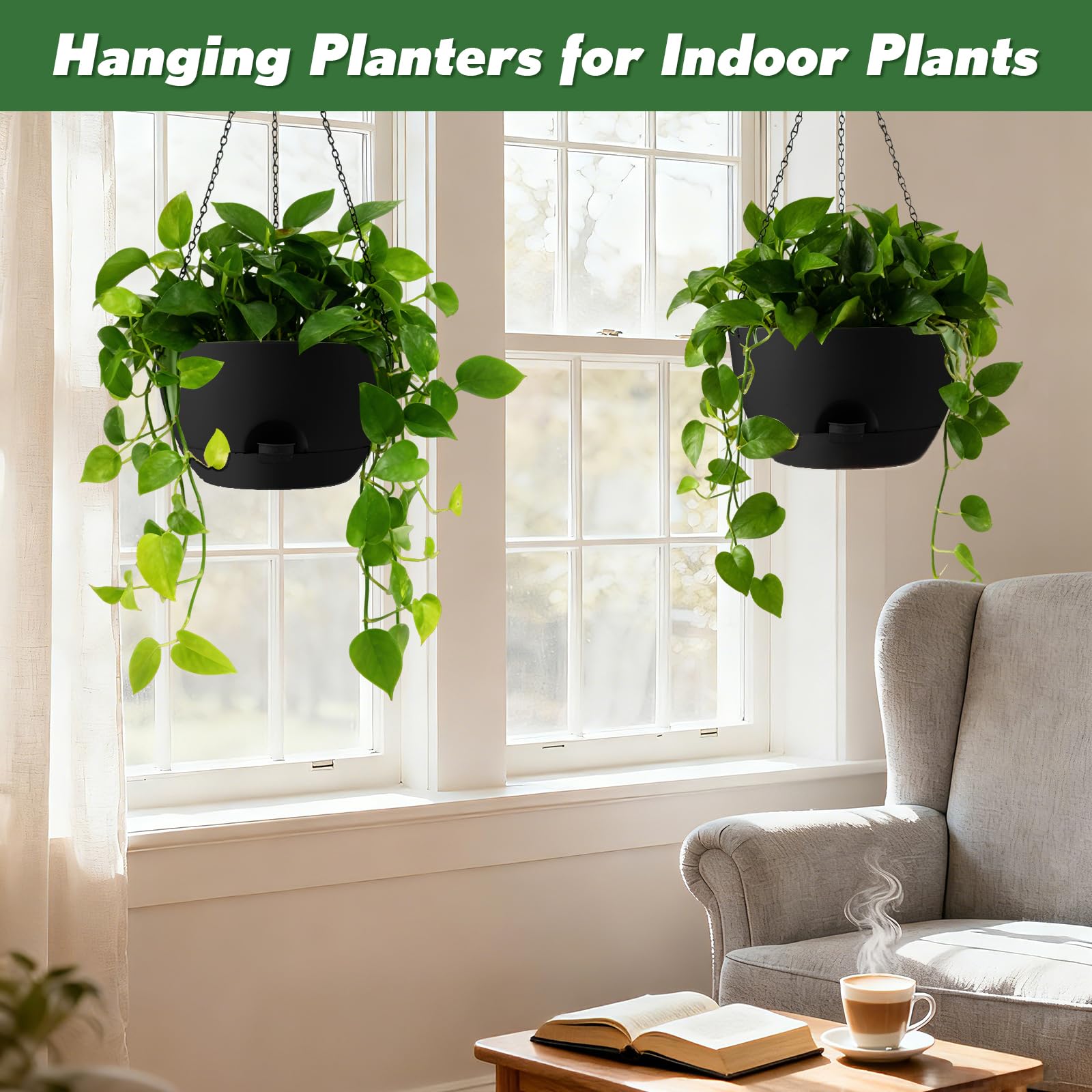 WUCEIAUU black planter in a living room setting