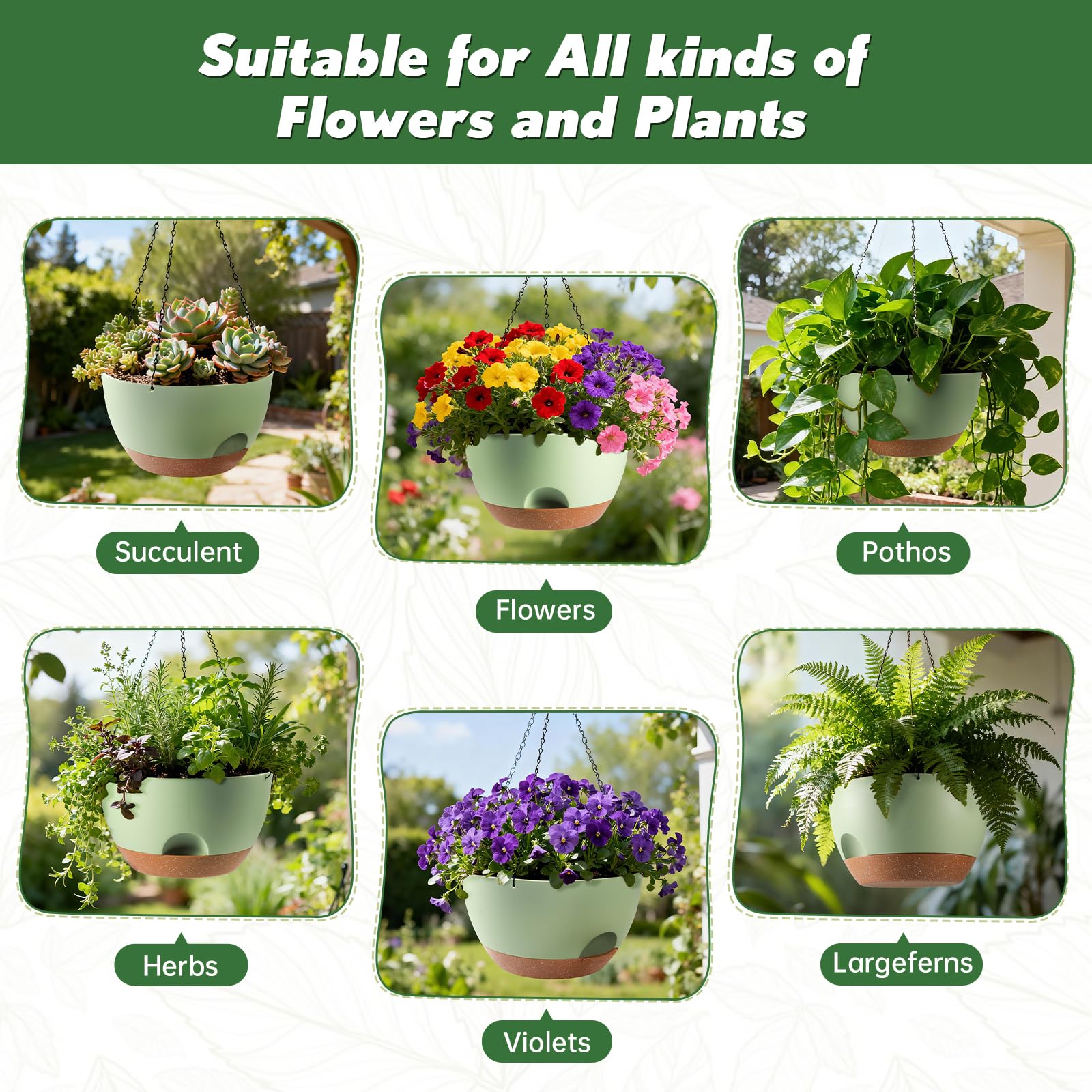 WUCEIAUU hanging planters showing drainage holes