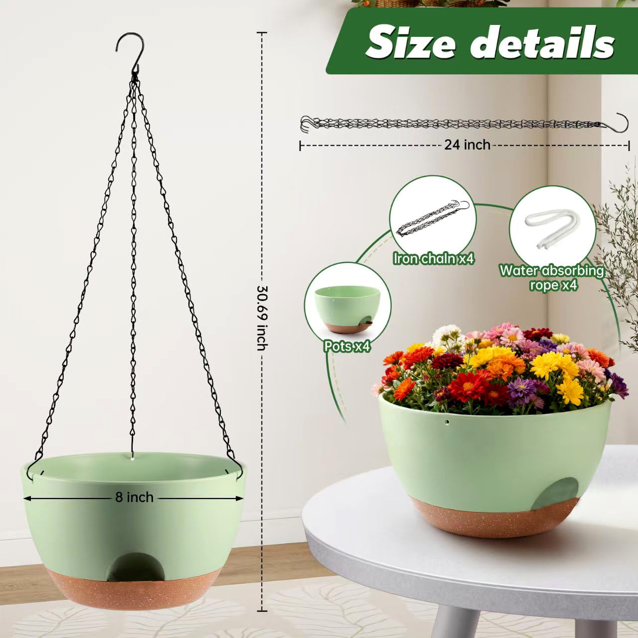 WUCEIAUU hanging planters with metal chains