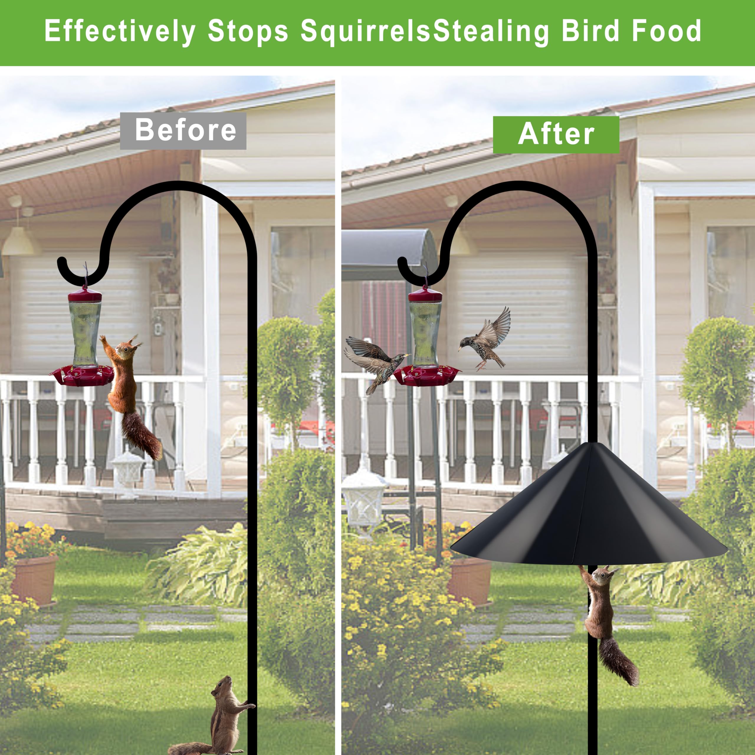 WUCYLKA Squirrel Baffle shown in outdoor garden setting