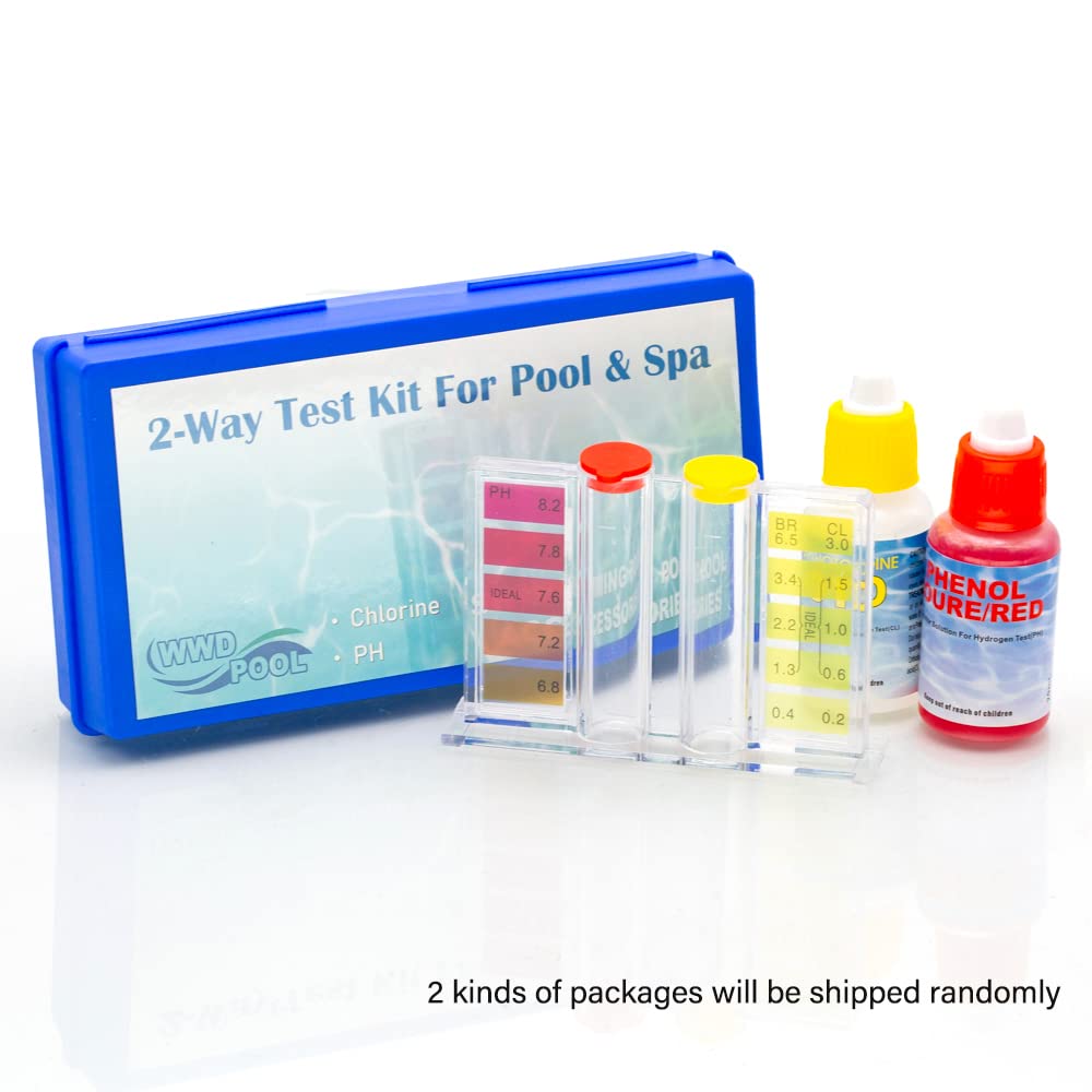 WWD POOL 2 Way Test Kit carrying case open with test solutions