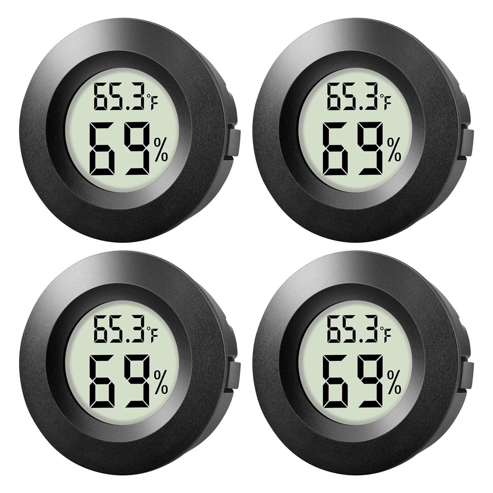wwhako Mini Hygrometer Thermometer 4-Pack front view