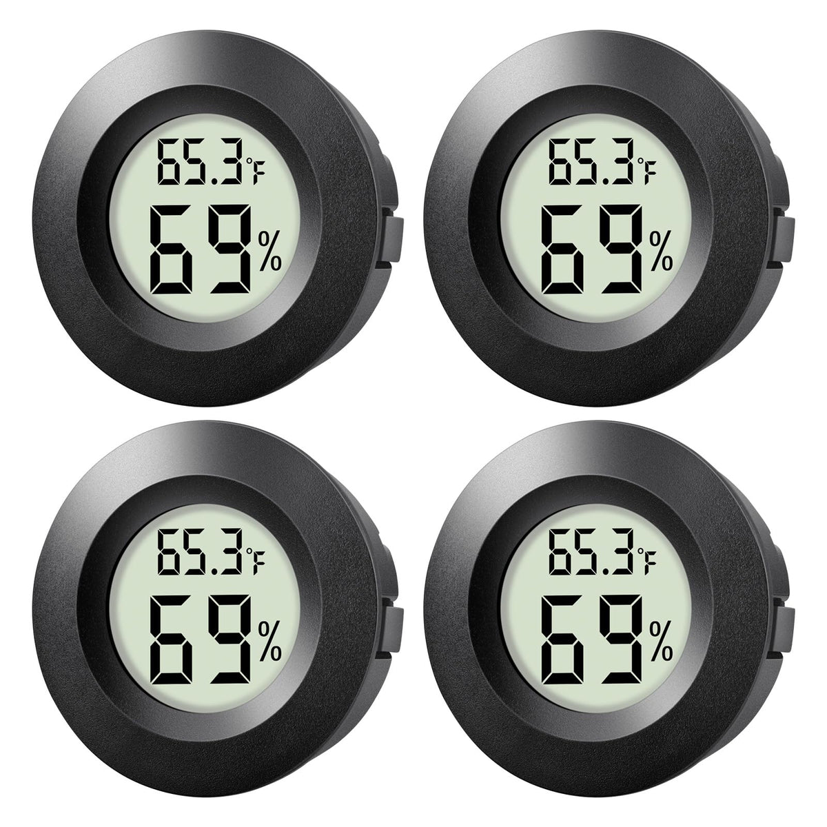 wwhako Mini Hygrometer Thermometer 4-Pack front view