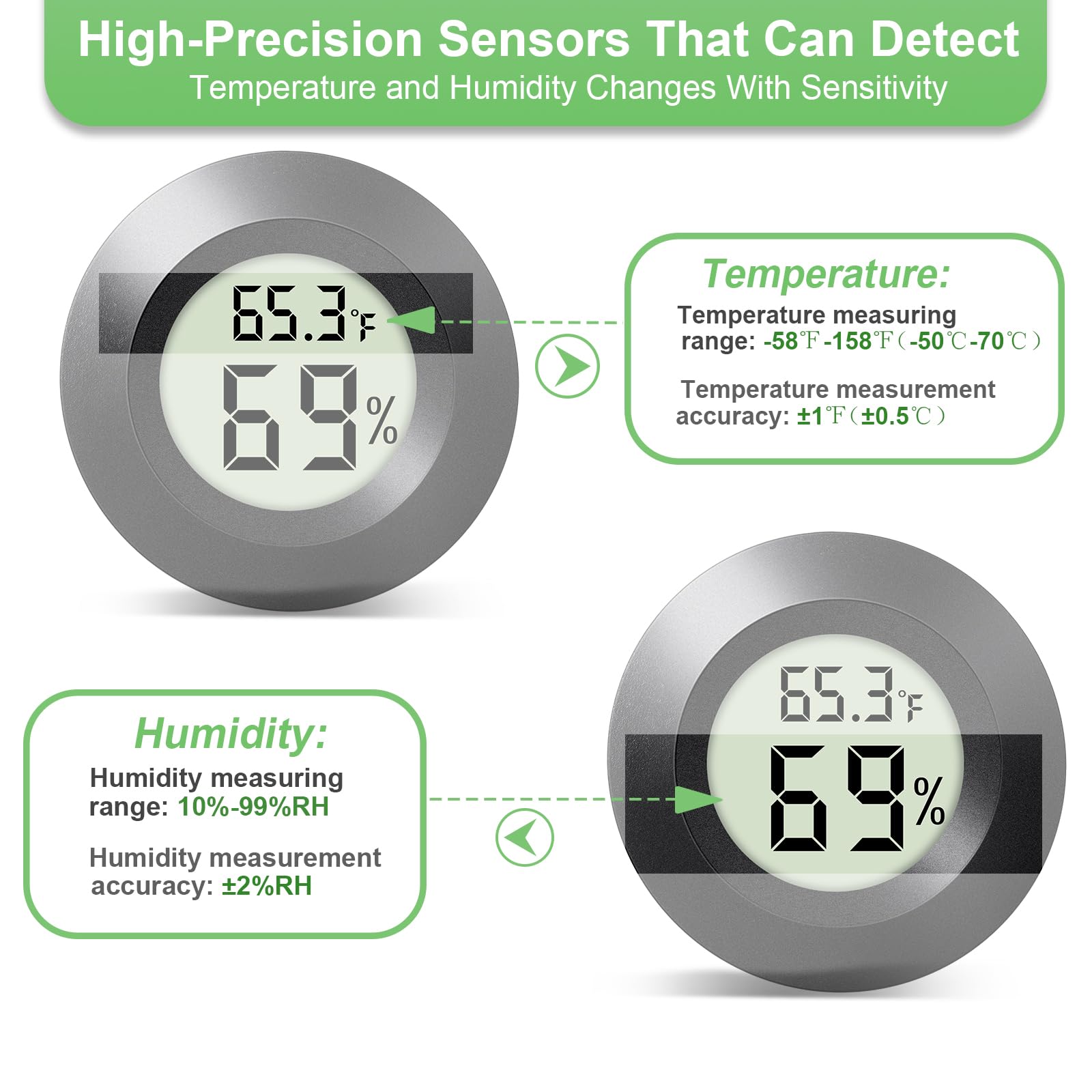 wwhako Mini Hygrometer Thermometer installation with double-sided tape