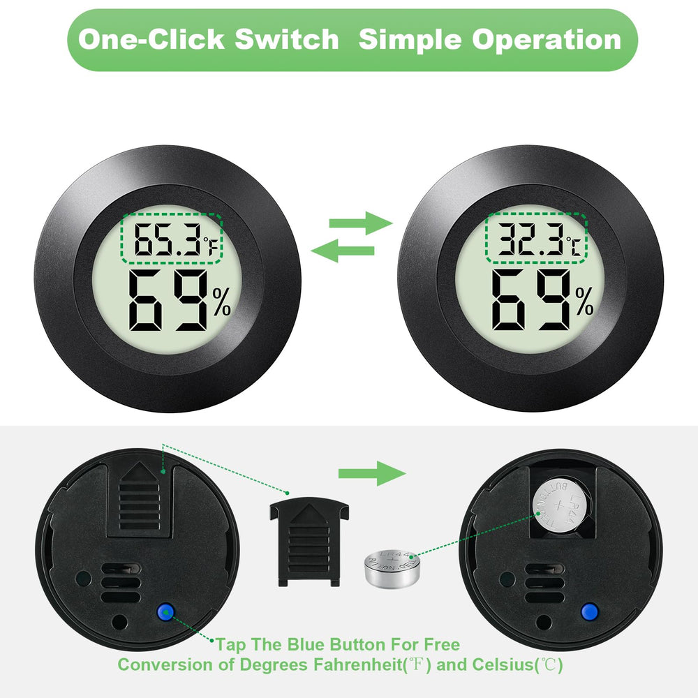 wwhako Mini Hygrometer Thermometer round display showing temperature