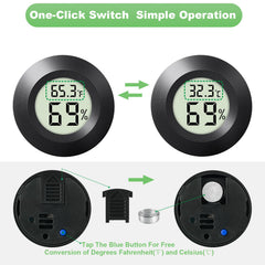 wwhako Mini Hygrometer Thermometer round display showing temperature