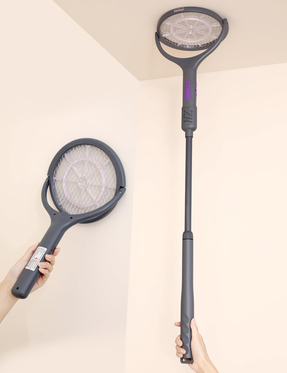 WXHNYH Electric Fly Swatter front view with extendable handle